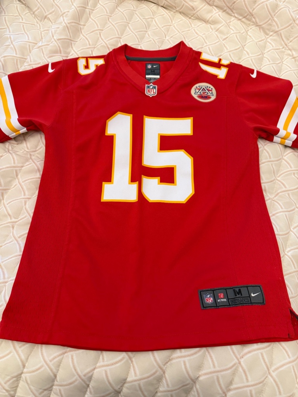 NFL Red and White #15 Football Jersey with Gold Trim